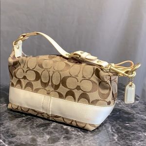 Coach Signature Stripe Top Handle Mini Purse Ivory